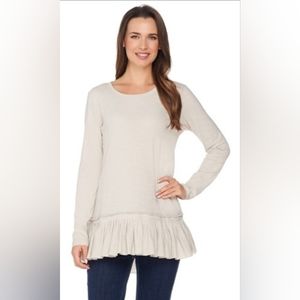 LOGO by Lori Goldstein Pleated Bottom Cotton Tunic